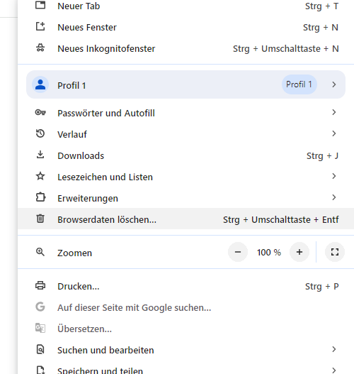 Chrome Browserdaten Löschen 1